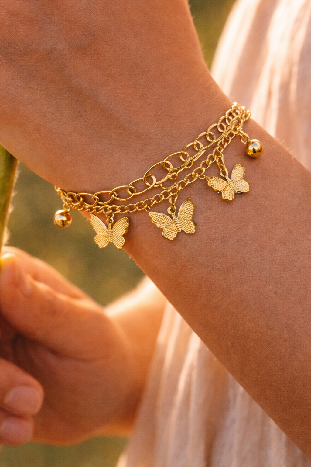 Elegant Gold Butterfly Charm Bracelet for Women | Adjustable Layered Chain Bracelet | Trendy Daily Wear Jewelry