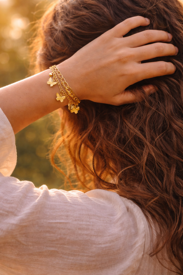 Elegant Gold Butterfly Charm Bracelet for Women | Adjustable Layered Chain Bracelet | Trendy Daily Wear Jewelry
