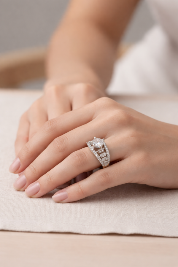 Elegant Solitaire Crystal Ring 💍 | Silver-Tone Statement Ring | Adjustable Party Wear Ring for Women