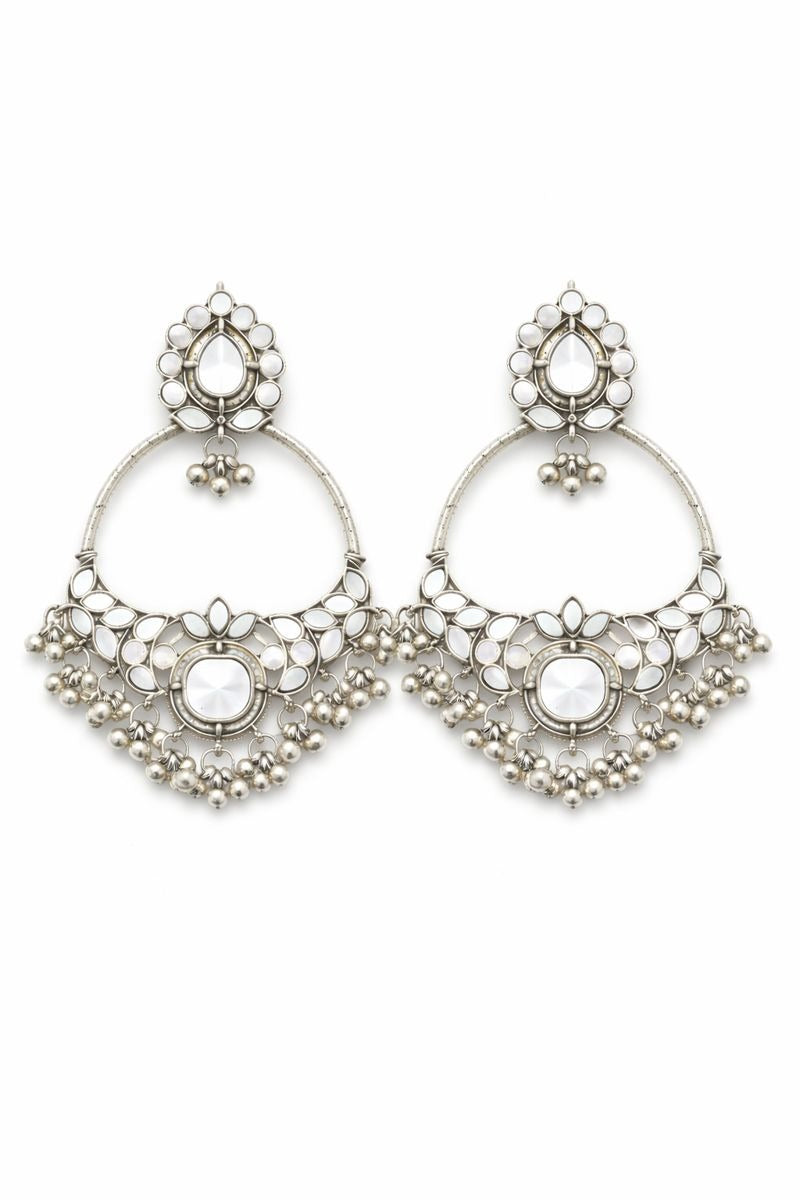 Traditional Pearl Kundan Chandbali Earrings for Women | Bridal Statement Earrings | Ethnic Wedding Jewelry