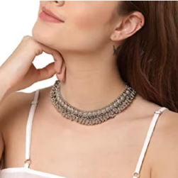 Anayshaaz oxidized silver choker necklace with timeless ethnic charm