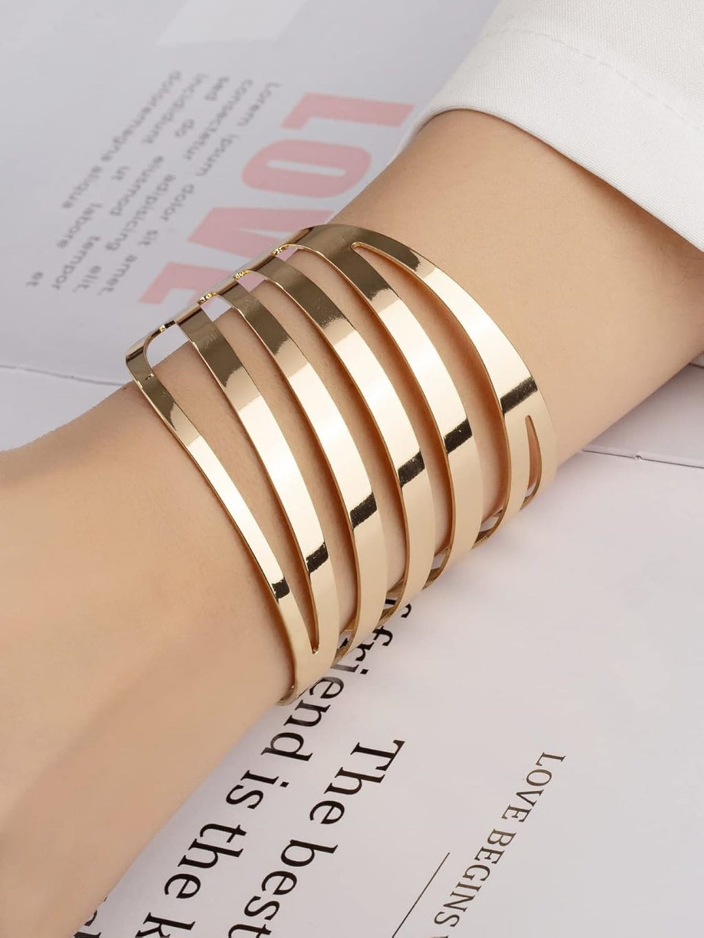 Chic Gold Multi-Layer Cuff Bracelet — a bold yet minimalist statement accessory designed to add instant elegance and modern luxury to every outfit.
