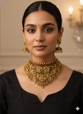 Anayshaaz royal temple choker necklace set with intricate gold detailing