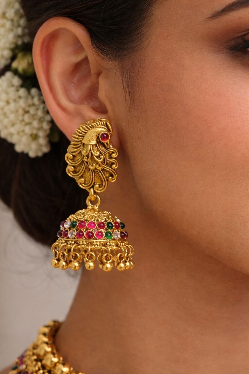 Anayshaaz royal temple choker necklace set with intricate gold detailing